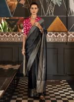 Pure Viscose Black Party Wear Weaving Saree